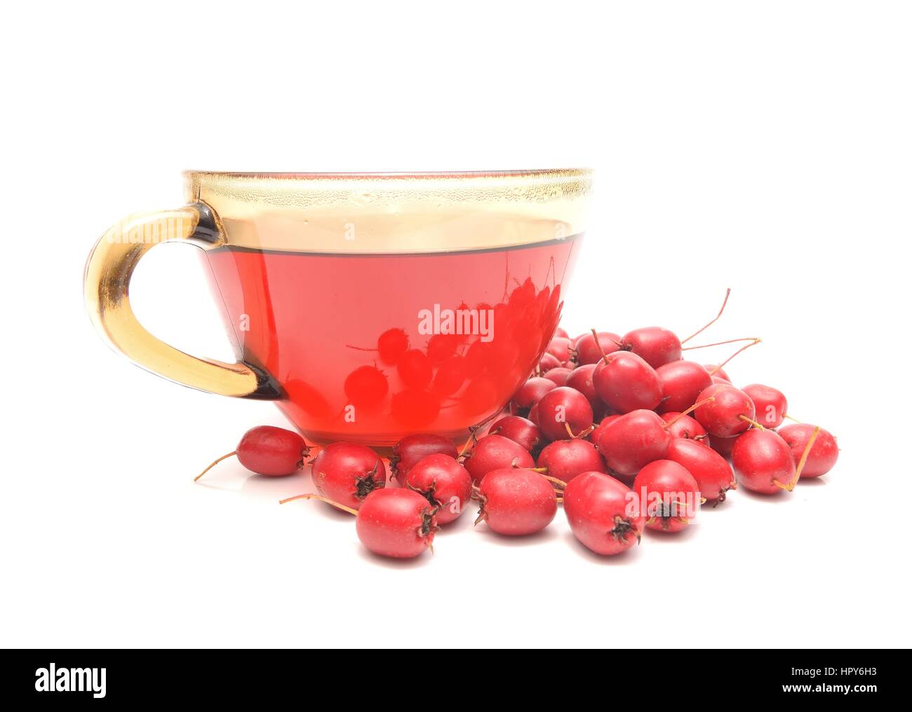 Biancospino tè e frutti maturi di biancospino Foto Stock