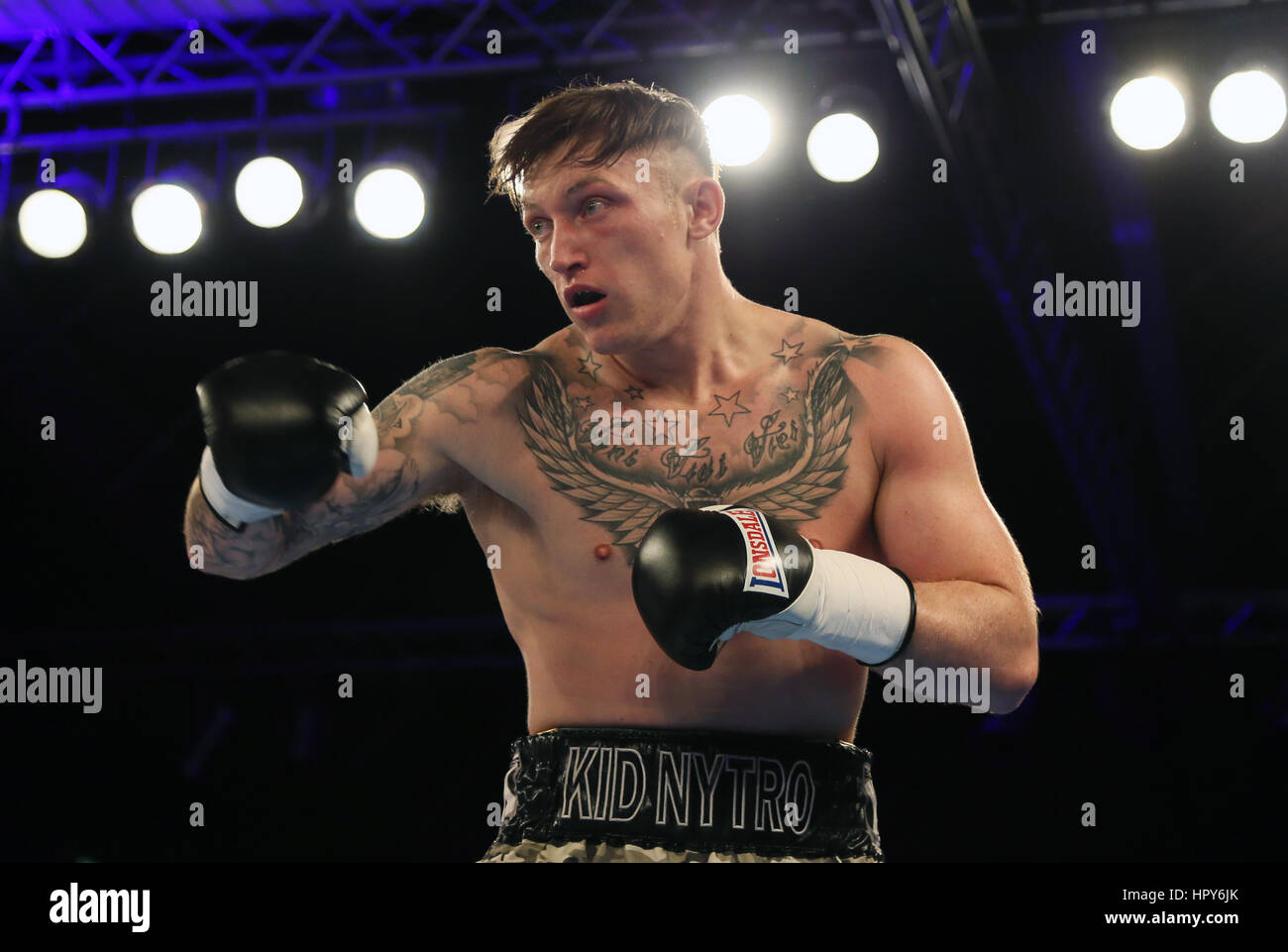 Dic Spelman durante i Pesi Mediomassimi contest a Hull Ice Arena. Stampa foto di associazione. Picture Data: Sabato 25 Febbraio, 2017. Vedere PA storia dello scafo di inscatolamento. Foto di credito dovrebbe leggere: Richard Venditori/filo PA Foto Stock