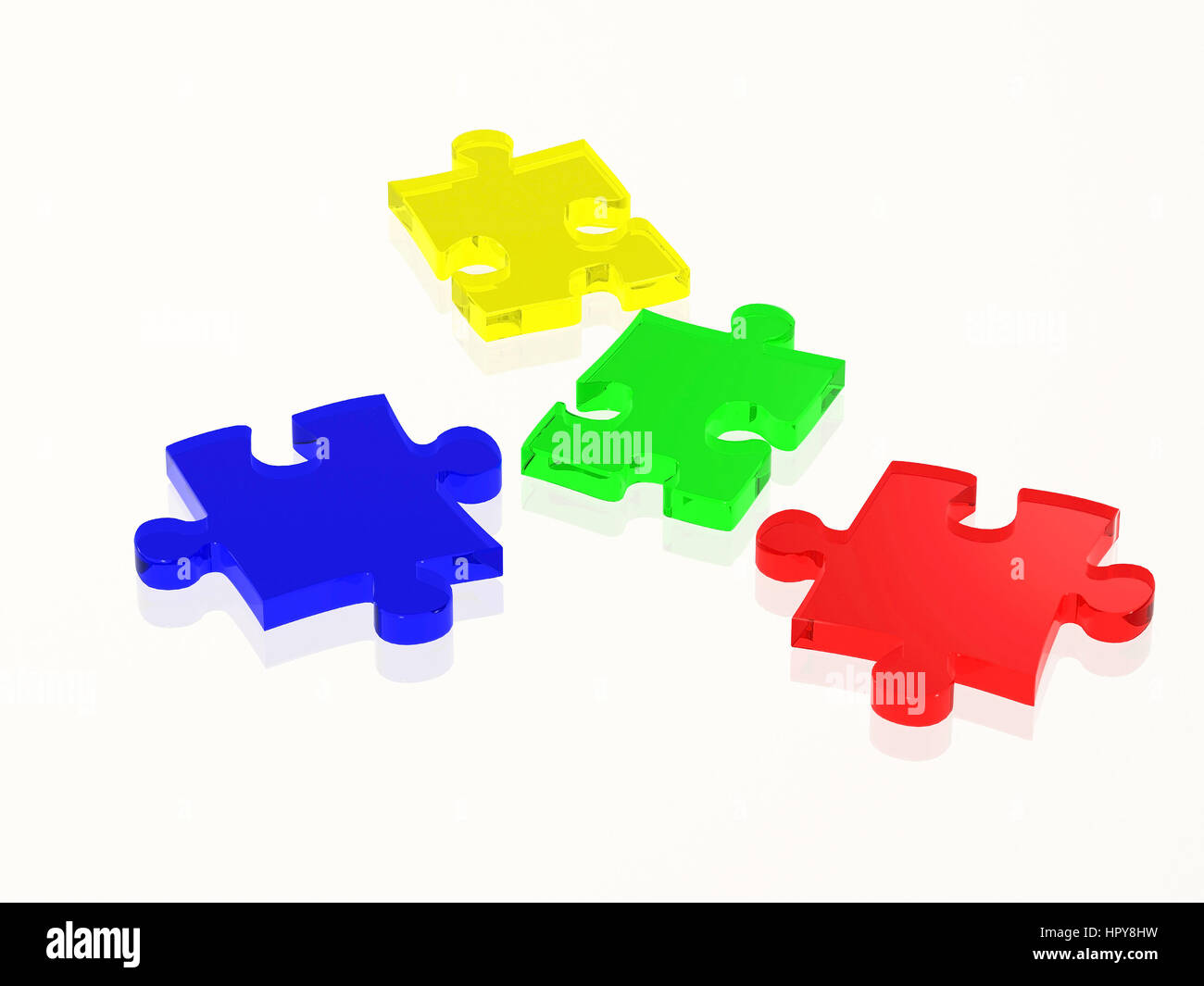I pezzi del puzzle in colori luminosi Foto Stock