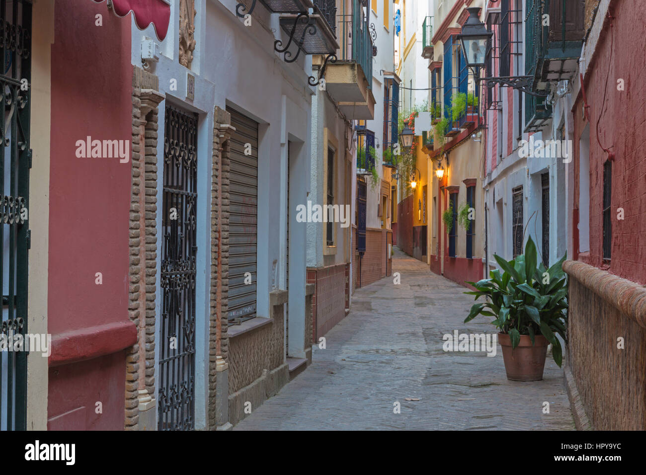 Siviglia - La corsia nel centro della città vecchia vicino alla cattedrale. Foto Stock