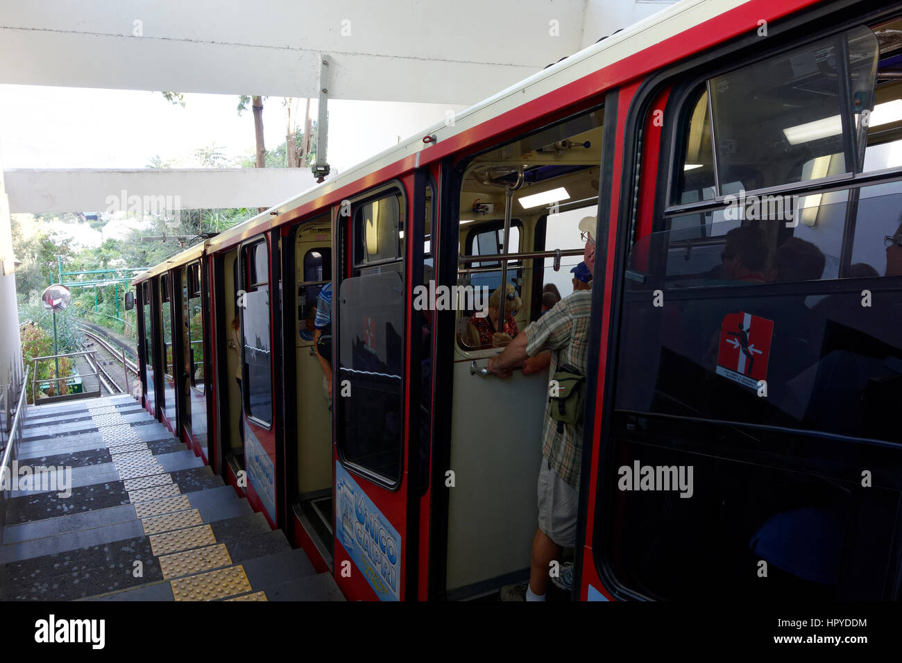 La funicolare in stazione, Capri, Campania,Italia, Europa Foto Stock