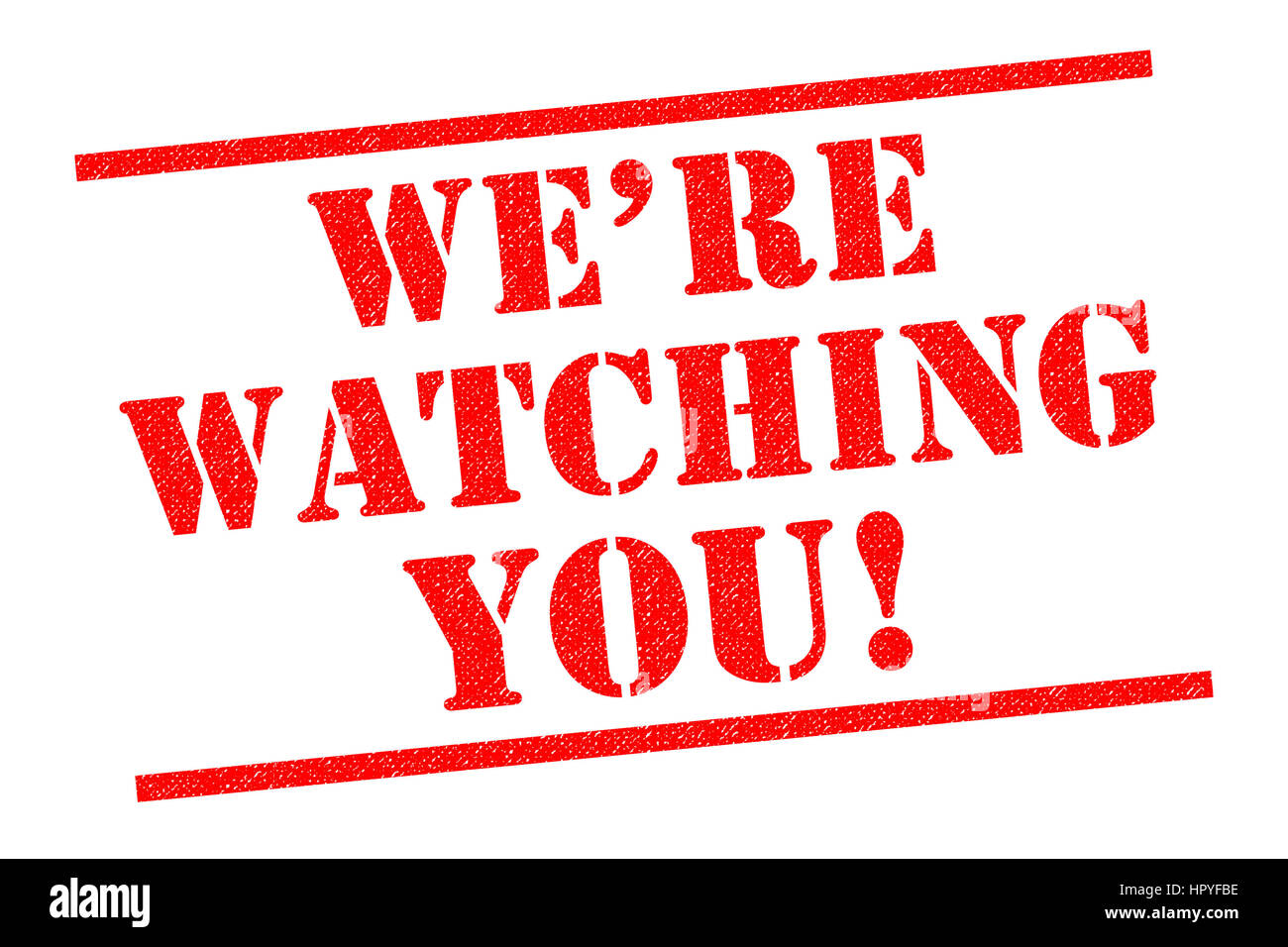 Stiamo guardando a voi! Rosso timbro di gomma su uno sfondo bianco. Foto Stock