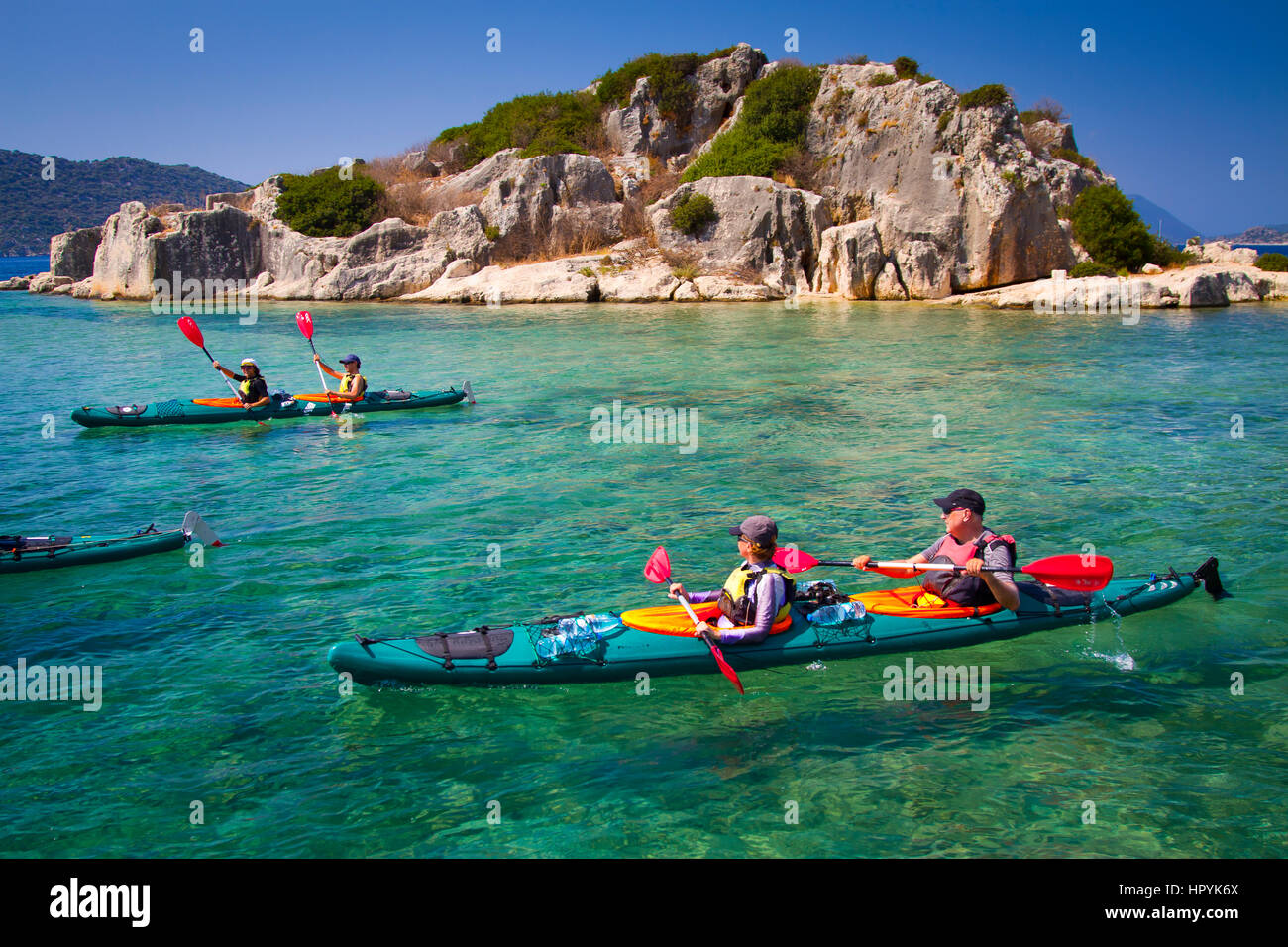 Persone e kayak. Foto Stock