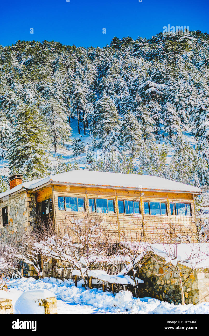 Scena invernale turchia paesaggio, karli ortam kis manzarasi Foto Stock