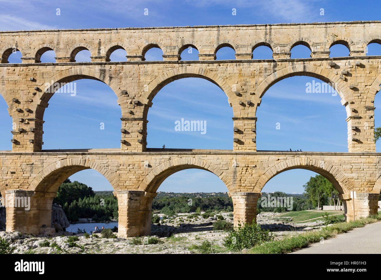 Acquedotto Romano di Pont du Gard Provence Francia Foto Stock