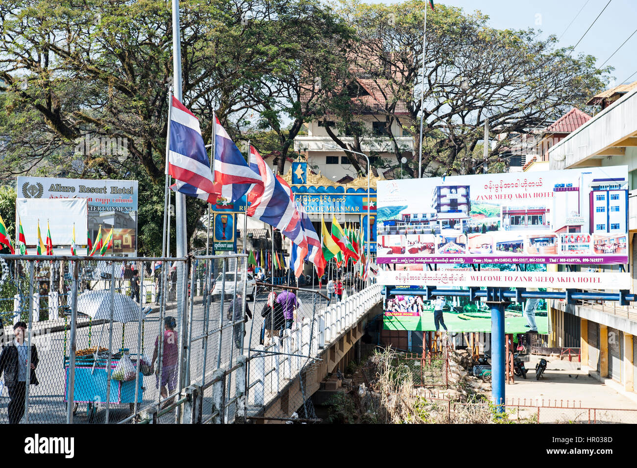 Thai Myanmar border, la più settentrionale il punto in Thailandia, Mae Sai, Chiang Rai Foto Stock
