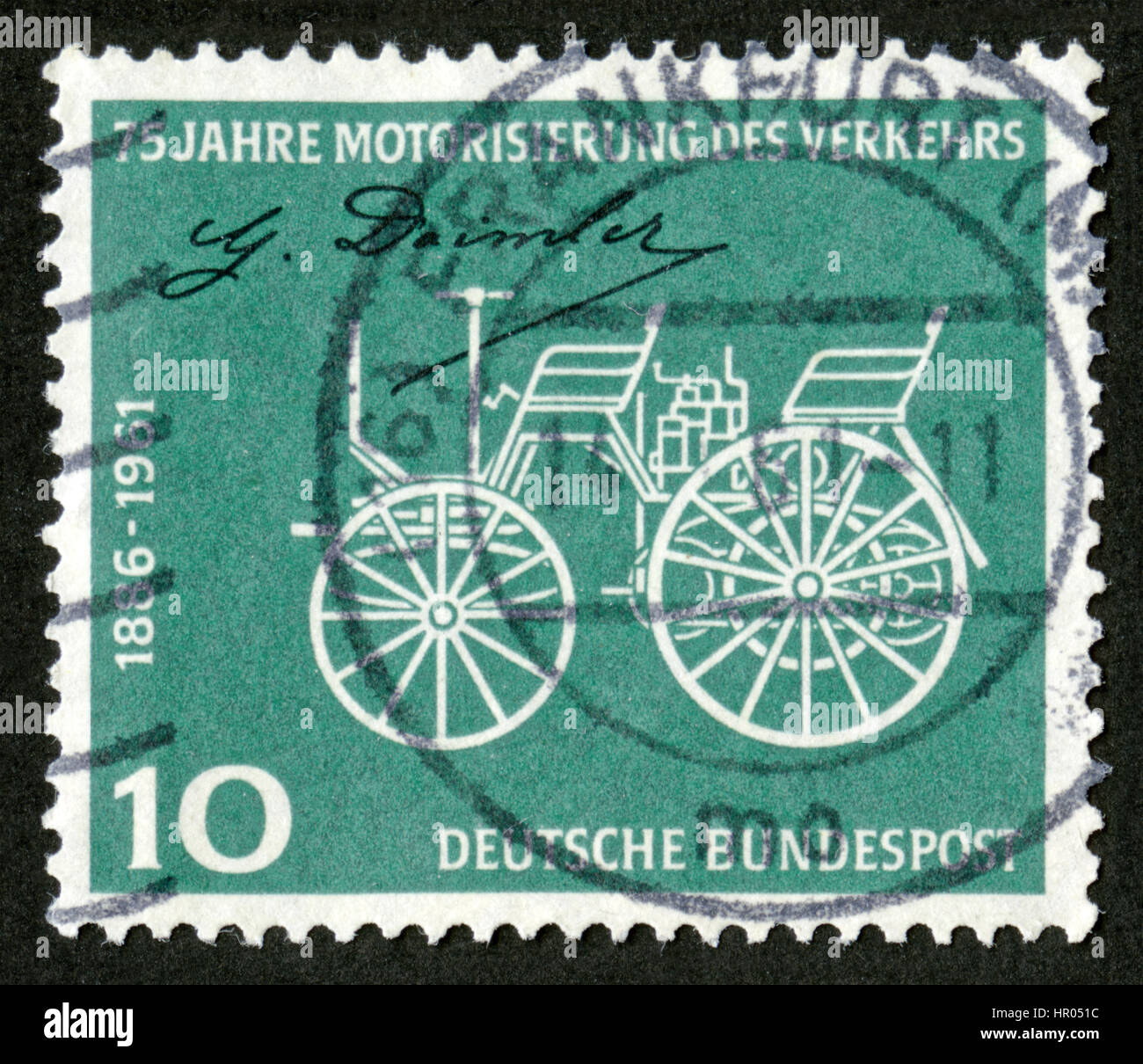 Germania francobolli, 75 anni di motorizzazione dei trasporti Foto Stock
