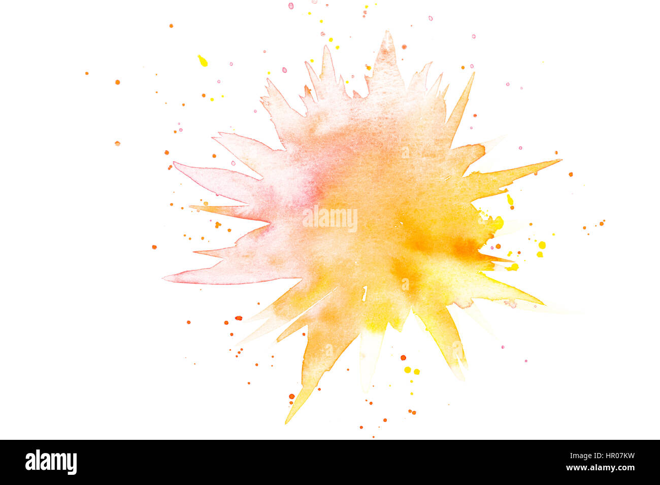 Abstract rosa gialla acquerello splash e macchia Foto Stock