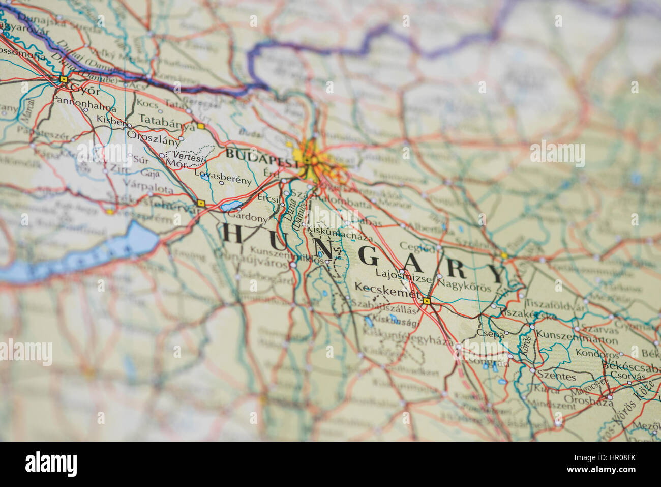 Mappa di Ungheria Foto Stock