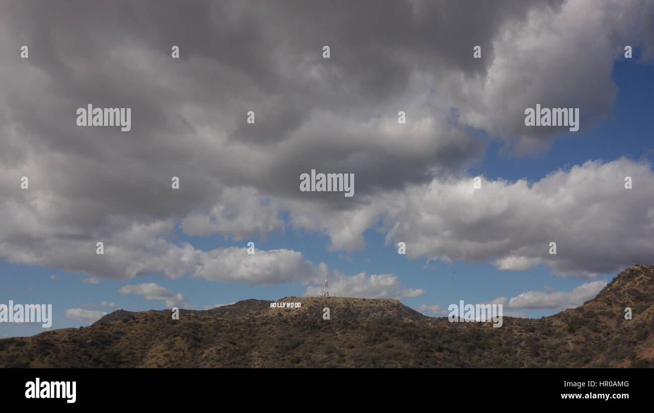 Hollywood Sign.colline di Hollywood e il cielo di Los Angeles, Stati Uniti d'America. Foto Stock