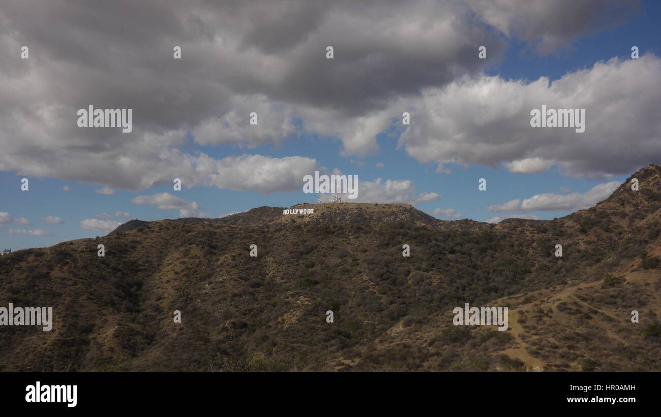 Hollywood Sign.colline di Hollywood e il cielo di Los Angeles, Stati Uniti d'America. Foto Stock