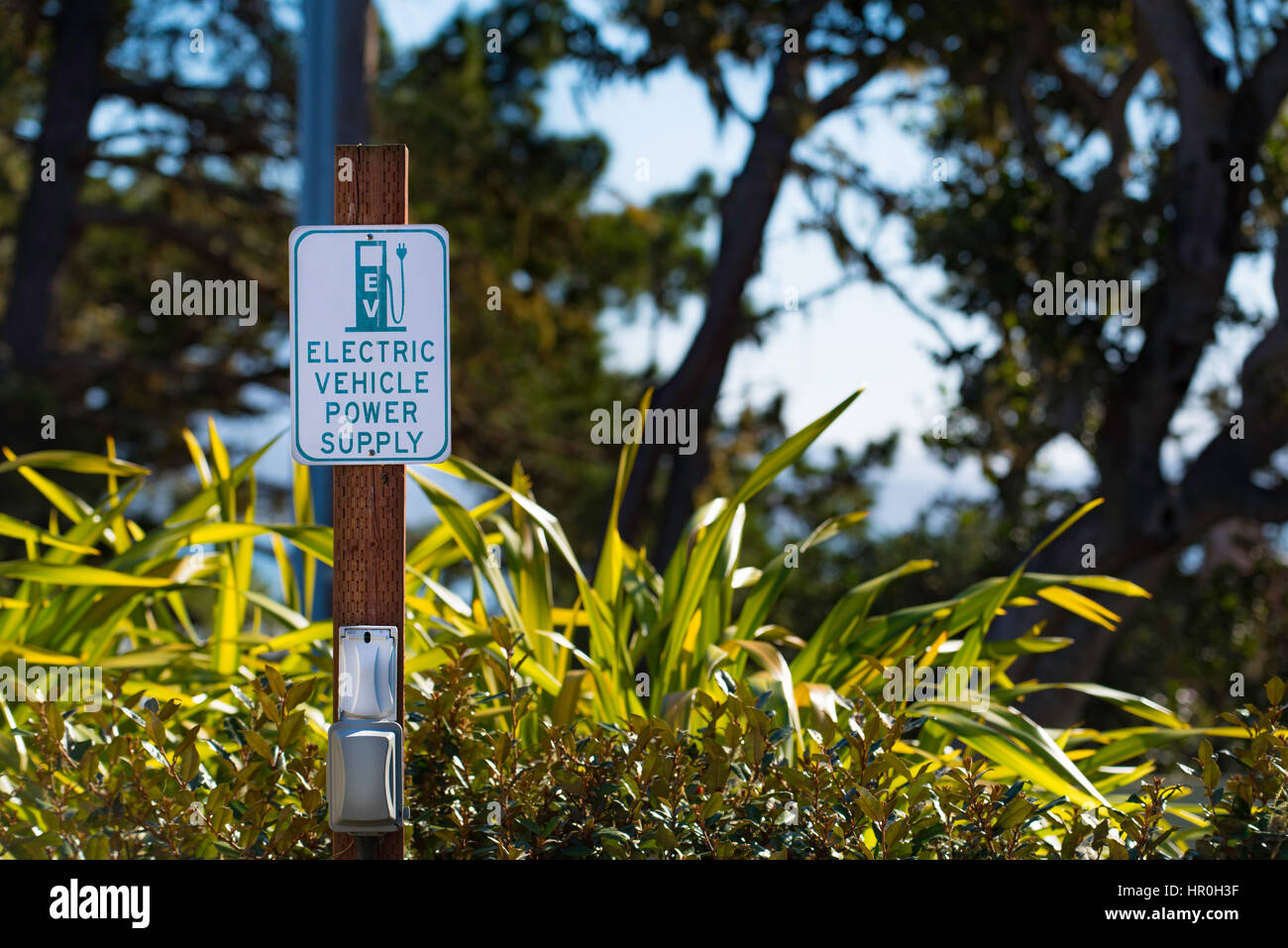 Una stazione di ricarica elettrica pubblica EV in California USA Foto Stock