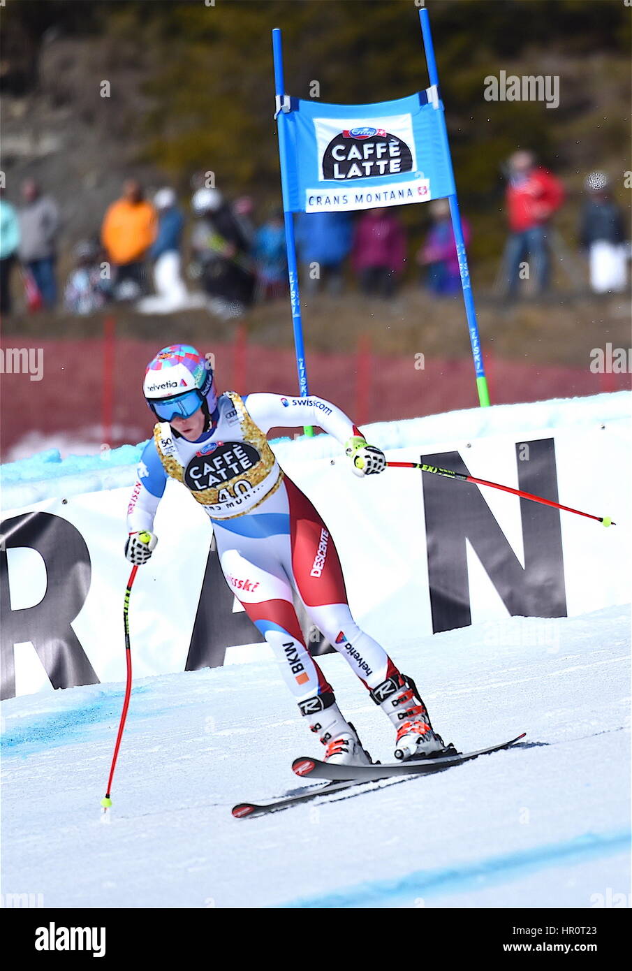 Crans-Montana, Svizzera. Il 25 febbraio 2017. Sci FIS World Cup, onorevoli colleghe Alpine Super-G, Rahel Kopp (SUI) 33th foto: Cronos/Frederic Dubuis/Alamy Live News Foto Stock