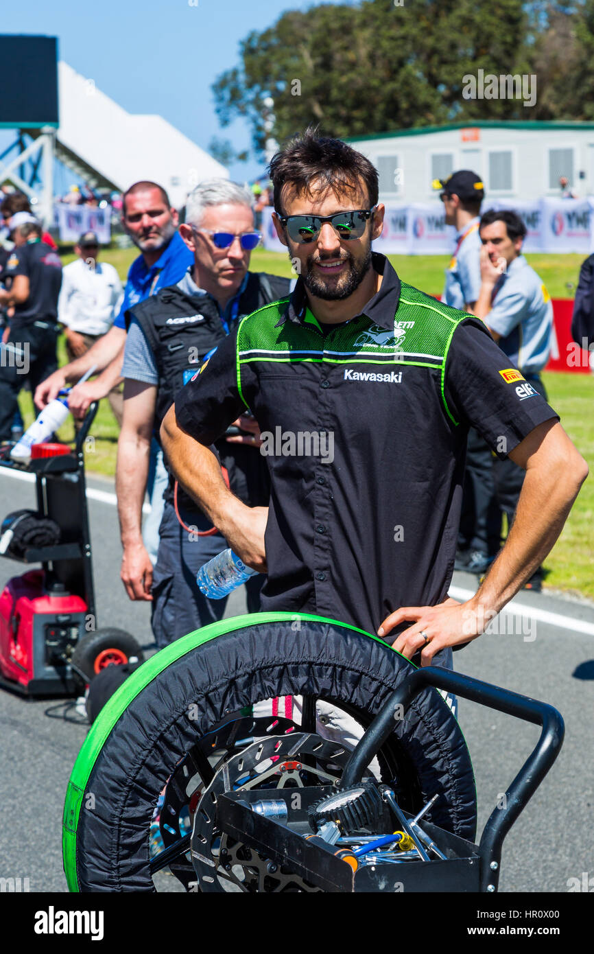 Melbourne, Australia. Il 26 febbraio 2017. La griglia di Gara 2 del campionato mondiale SuperSport durante il 2017 MOTUL FIM Superbike World Championship, Australia il 26 febbraio 2017. Credito: Dave Hewison sport/Alamy Live News Foto Stock