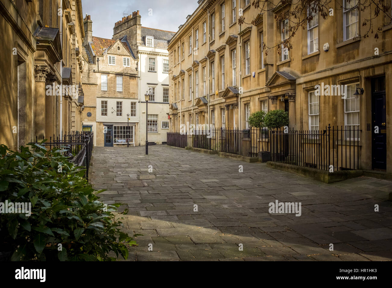 Strada tranquilla scena, Bath, Regno Unito Foto Stock