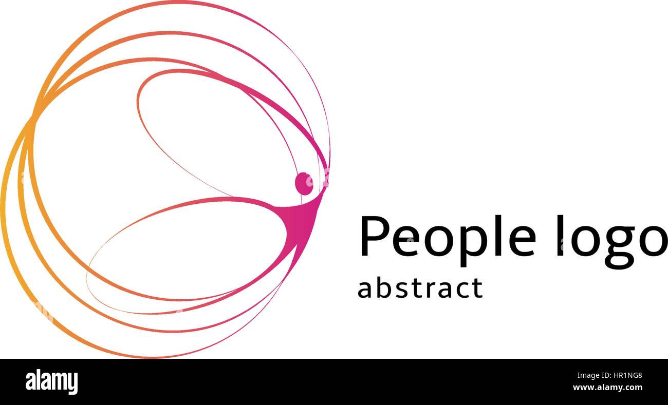 Abstract isolato di colore rosa corpo umano silhouette con cerchi logo su sfondo bianco illustrazione vettoriale. Illustrazione Vettoriale