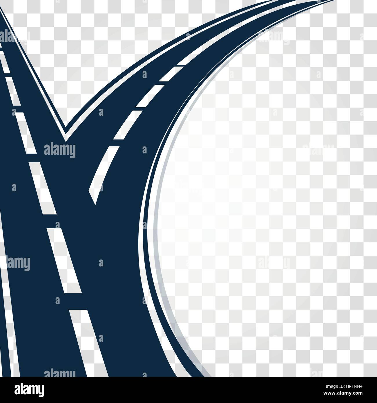 Isolato di colore nero di autostrada o di strada con marcature di divisione su sfondo bianco illustrazione vettoriale. Illustrazione Vettoriale