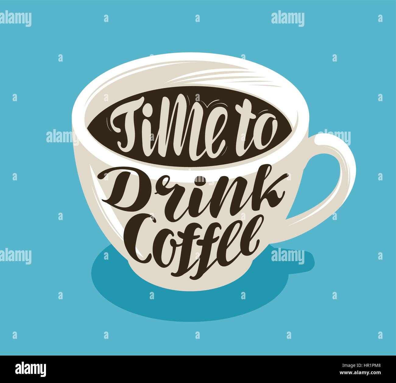 Tazza di caffè, bevanda calda simbolo. Lettering, calligrafia illustrazione vettoriale Illustrazione Vettoriale