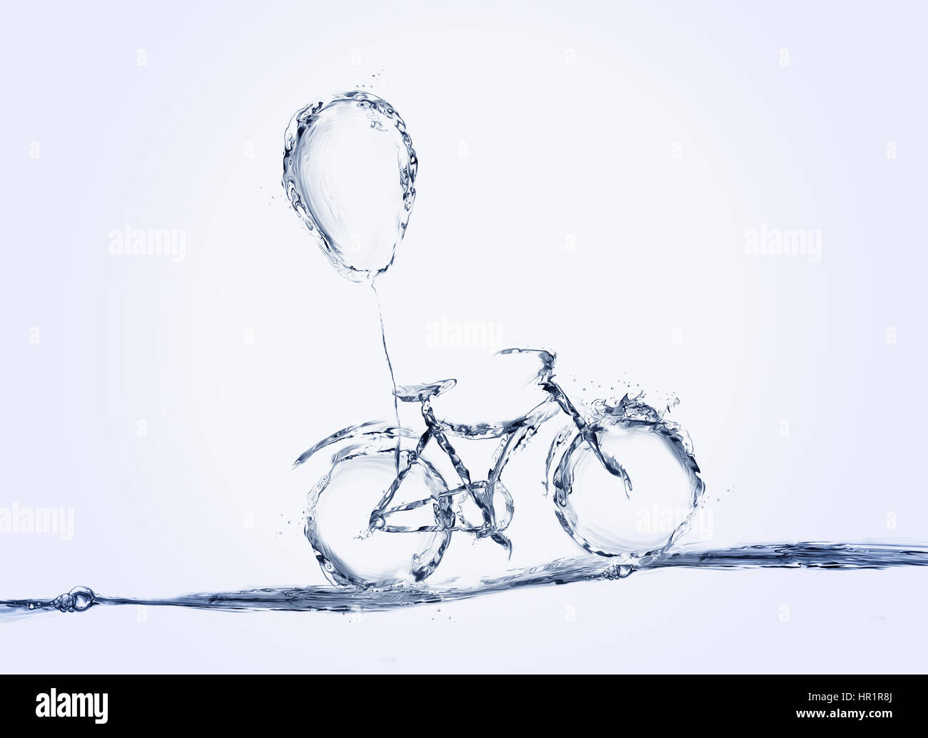 Un acqua Bicicletta Escursioni in bicicletta con un palloncino legato ad esso. Foto Stock