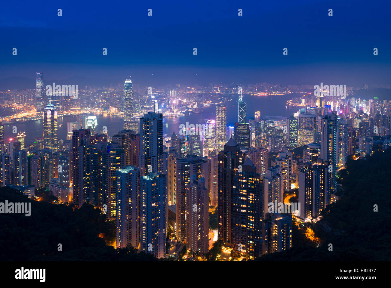 Panorama sullo skyline di Hong Kong Foto Stock