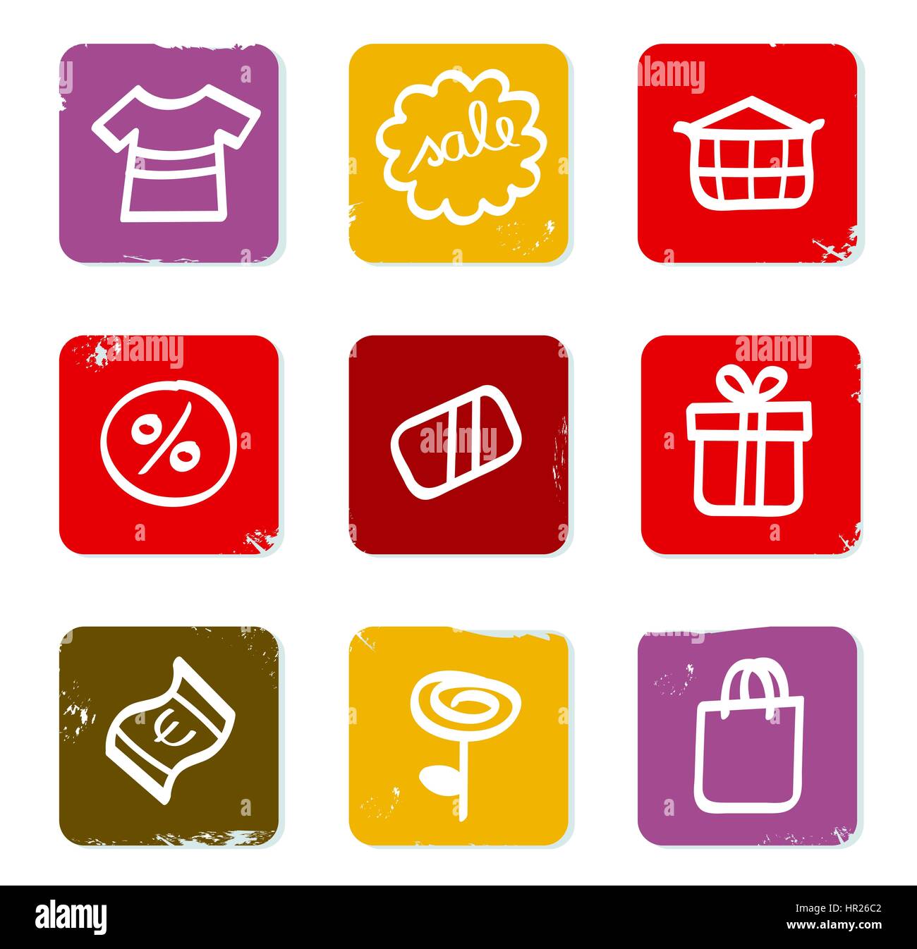 10261318 - vendita e spot disegnato a mano icona retrò impostare i blocchi Foto Stock