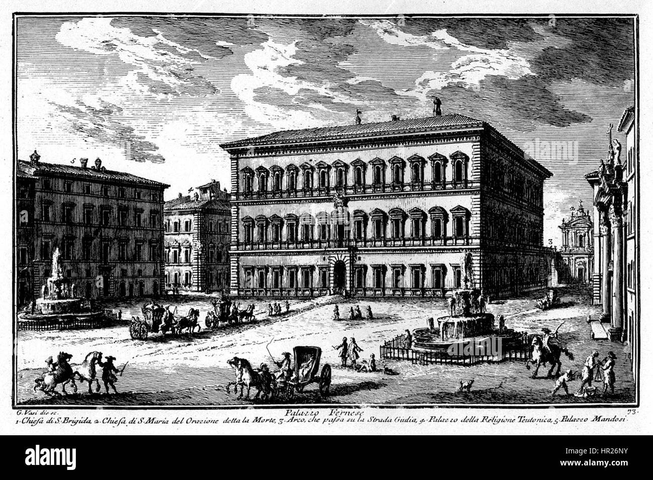 Palazzo Farnese Vasi Foto Stock
