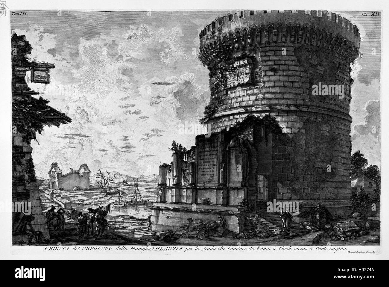 L'opera "Piranesi-3012" di Giovanni Battista Piranesi presenta il suo stile distintivo di raffigurazione delle rovine romane e delle meraviglie architettoniche. Le incisioni dei Piranesi catturano la grandezza e la bellezza decaduta delle antiche strutture. Foto Stock