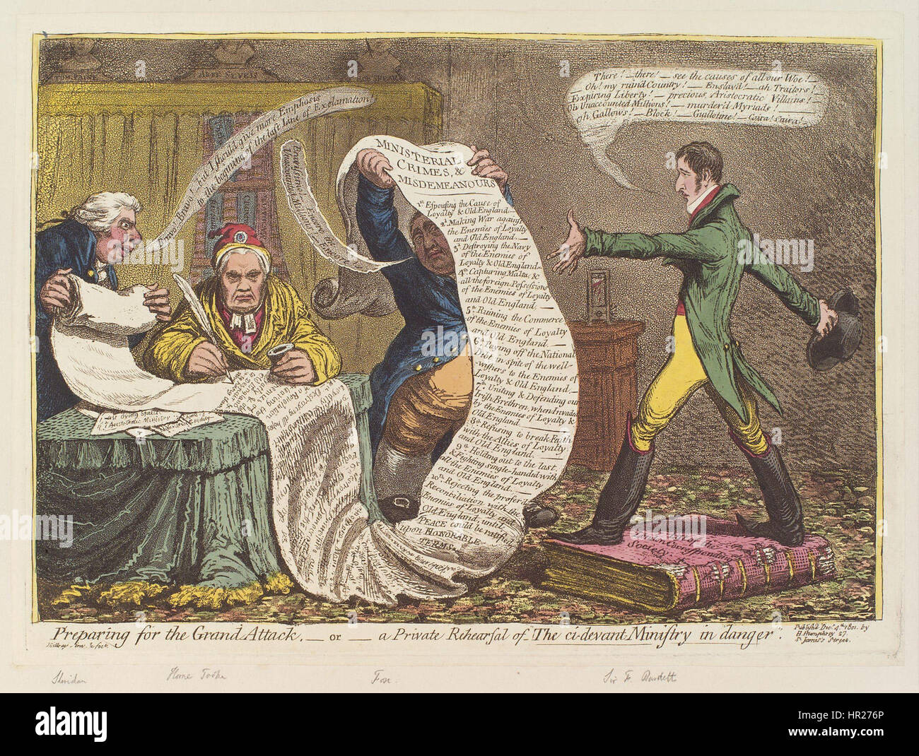 Preparazione per il grande attacco, - oppure - un privato la prova del ci-devant ministero in pericolo da James Gillray Foto Stock