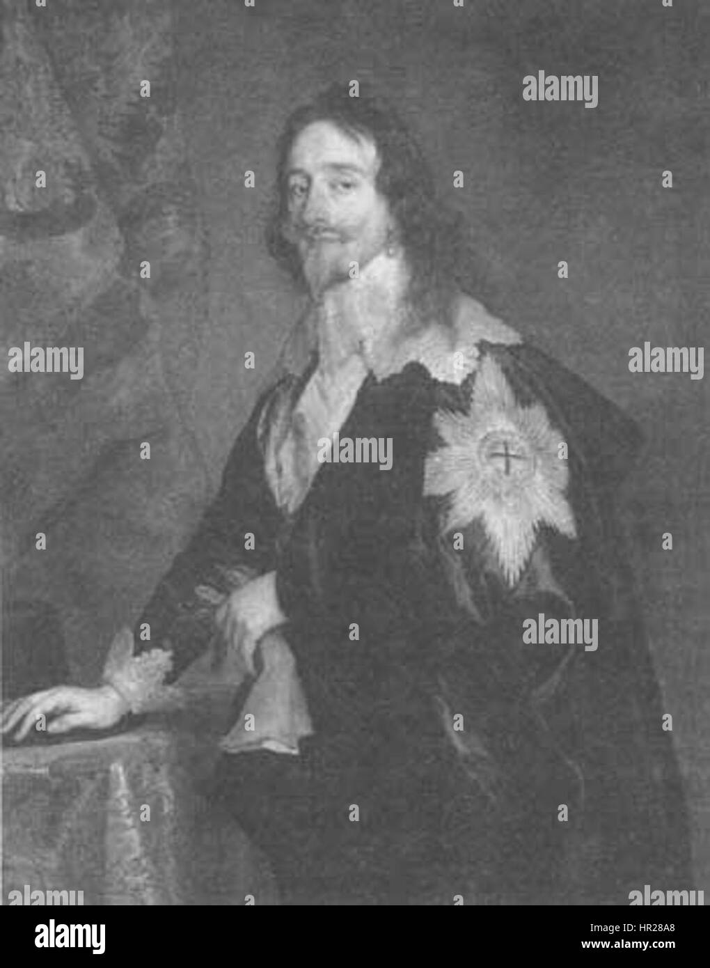 Questo ritratto ufficiale di re Carlo i, dipinto da Anthony van Dyck, cattura la presenza regale del monarca britannico. Noto per la sua padronanza della ritrattistica, la rappresentazione di van Dyck enfatizza la dignità e l'autorità del re. Foto Stock