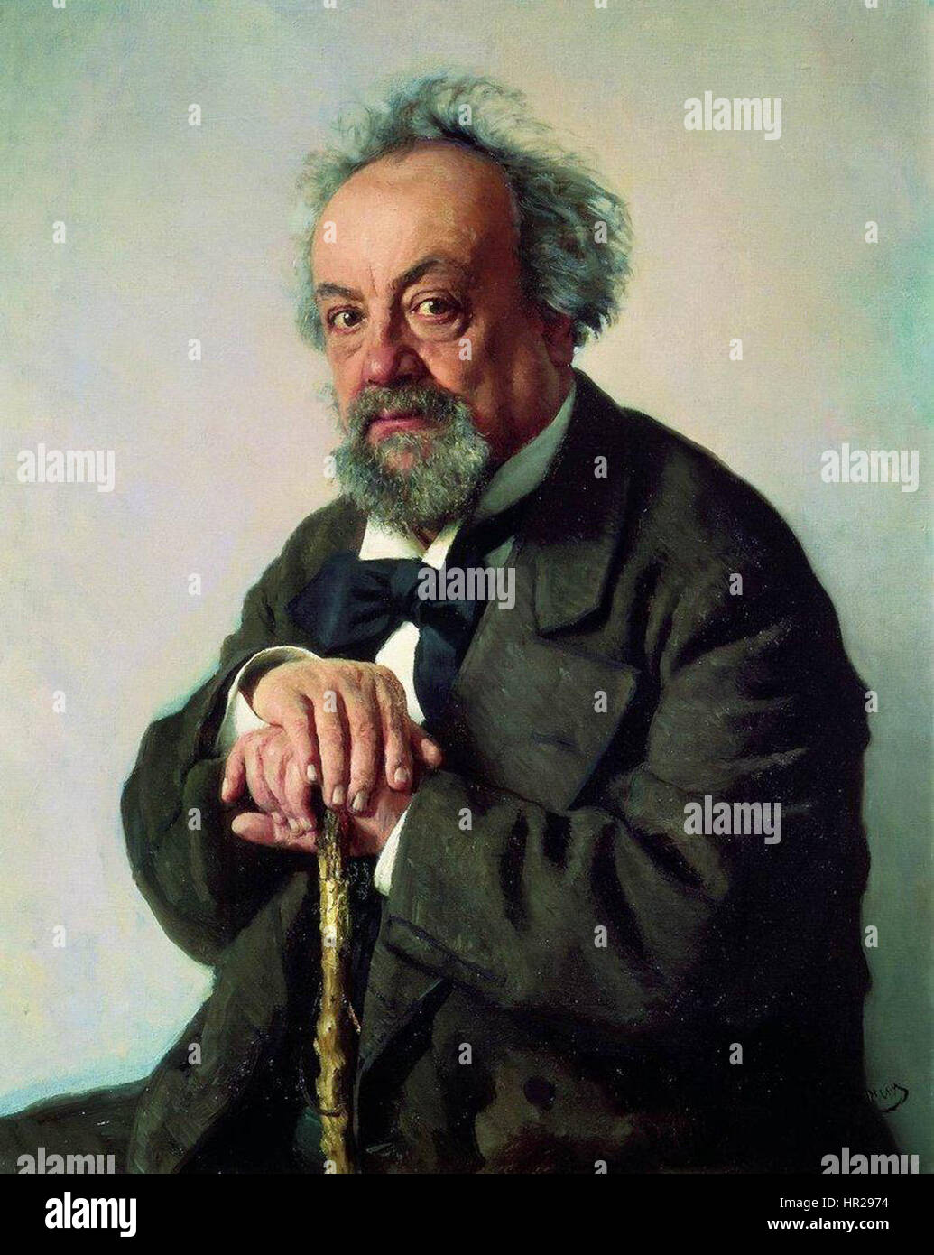 Il ritratto di Ilya Repin dello scrittore russo Ivan Pisemsky cattura l'essenza della profondità intellettuale e della complessità emotiva dell'autore. La pittura di Repin enfatizza la natura riflettente di Pisemsky, utilizzando dettagli precisi e uno stile espressivo per trasmettere la personalità dello scrittore. Foto Stock