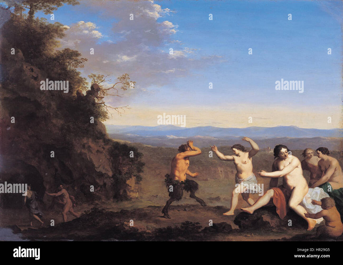 Poelenburgh Nymphes et satire (71 2 14) Foto Stock