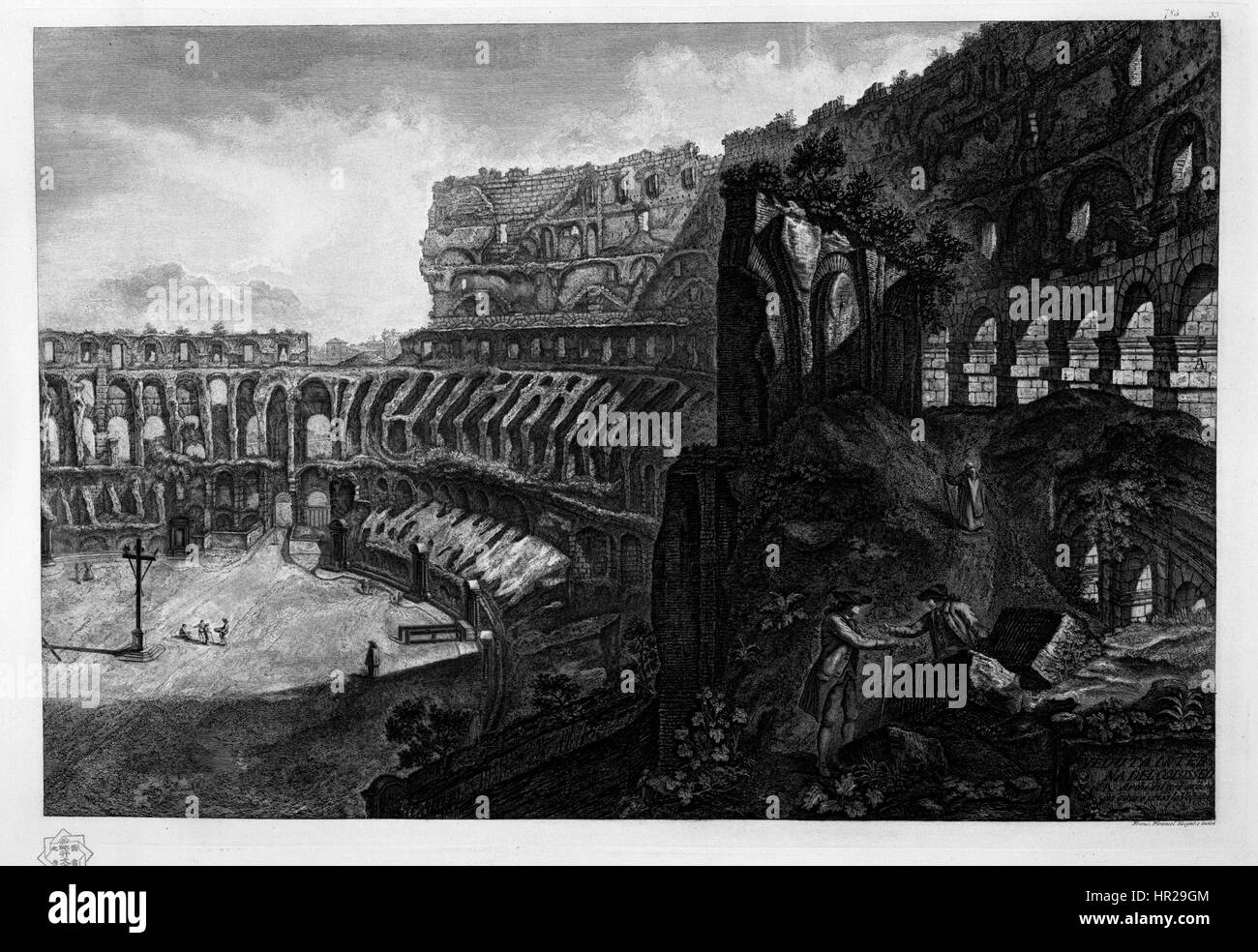 L'opera di Giovanni Battista Piranesi presenta spesso drammatiche incisioni architettoniche, e il suo pezzo del 170336 esemplifica il suo stile distintivo di rappresentazioni intricate ed espressive di architettura classica e rovine. Foto Stock