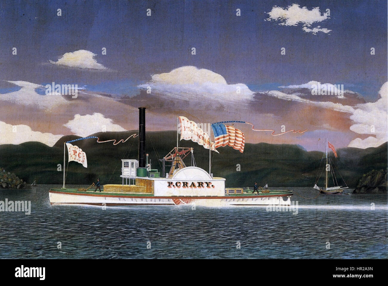 Il Palmer Crary era una barca a vapore utilizzata per trainare chiatte e navi lungo i fiumi. Riflette i progressi tecnologici nel trasporto alimentato a vapore durante il XIX secolo, in particolare nella navigazione sulle vie navigabili. Foto Stock