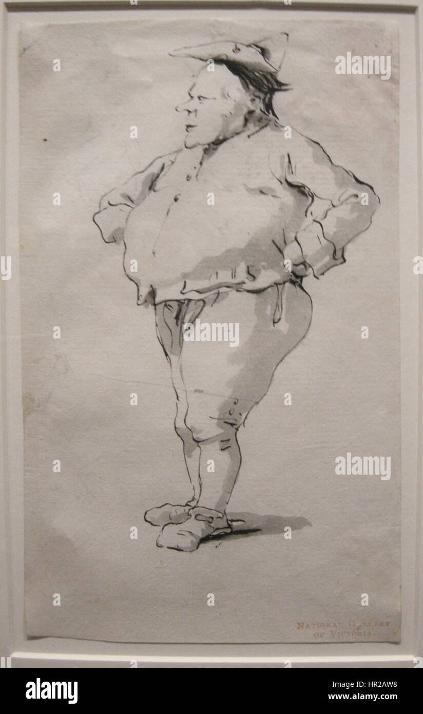 I disegni caricaturali di Giambattista Tiepolo del 1754-62 mostrano l'abilità dell'artista nel catturare caratteristiche umane esagerate per un effetto comico. Questi disegni sottolineano il lato giocoso del suo talento artistico durante il periodo rococò. Foto Stock