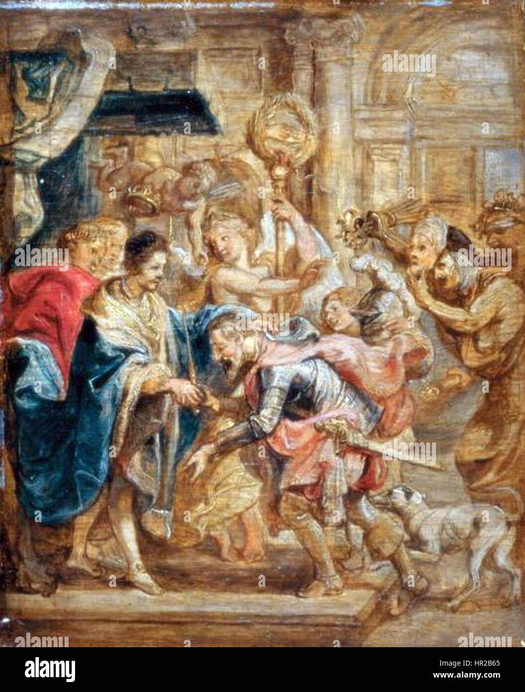 La riconciliazione di re Enrico III e Enrico di Navarra, un dipinto di Peter Paul Rubens, l'artista fiammingo, XVII secolo. Foto Stock