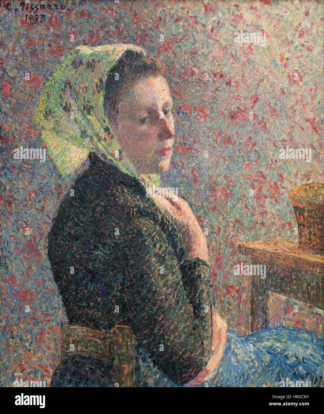 Pissarro, femme au fichu vert Foto Stock