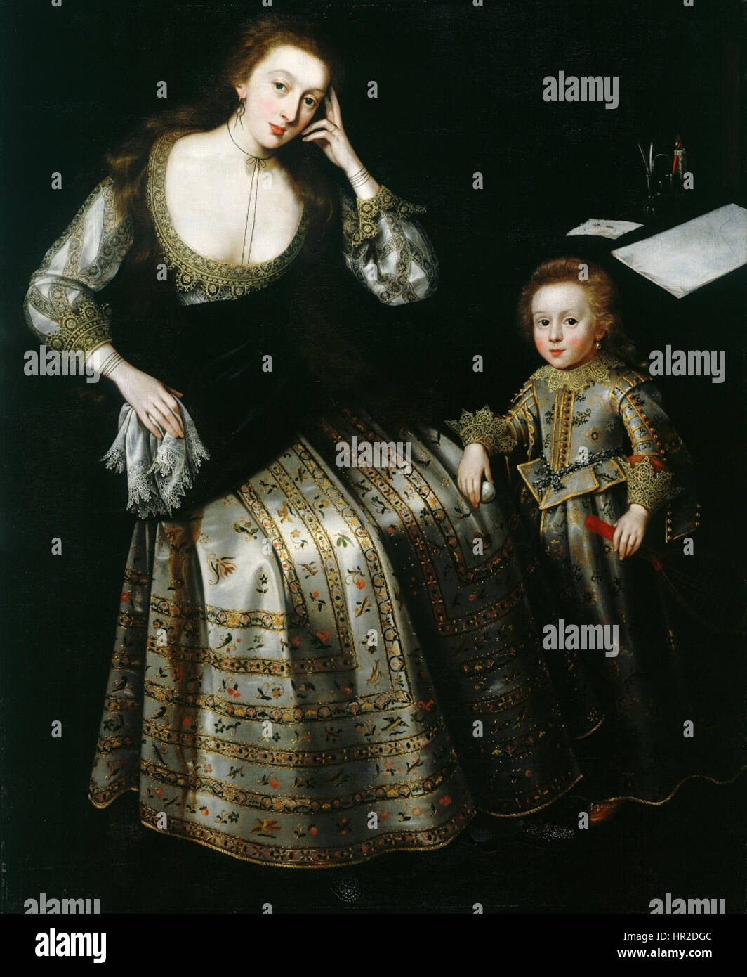 Paul van Somer Frances Lady Willoughby e suo figlio Francesco, Signore Willoughby di Parham Foto Stock