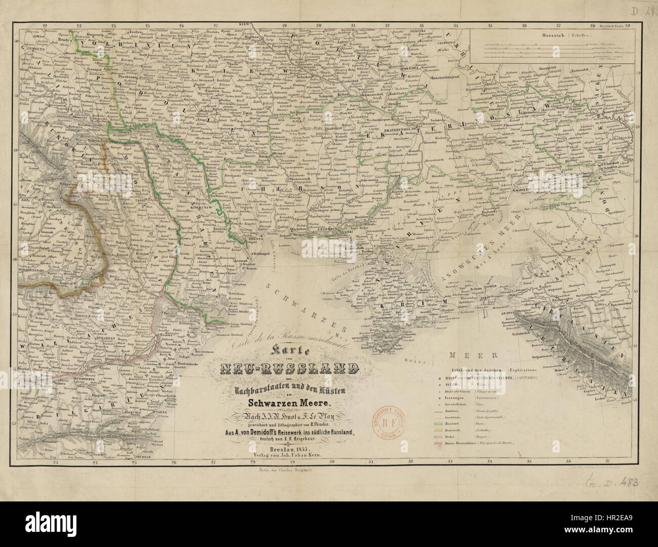 "Neurussland 1855" rappresenta un dipinto storico che raffigura il paesaggio e la società della nuova Russia a metà del XIX secolo, catturando un momento di trasformazione durante l'Impero russo. Foto Stock