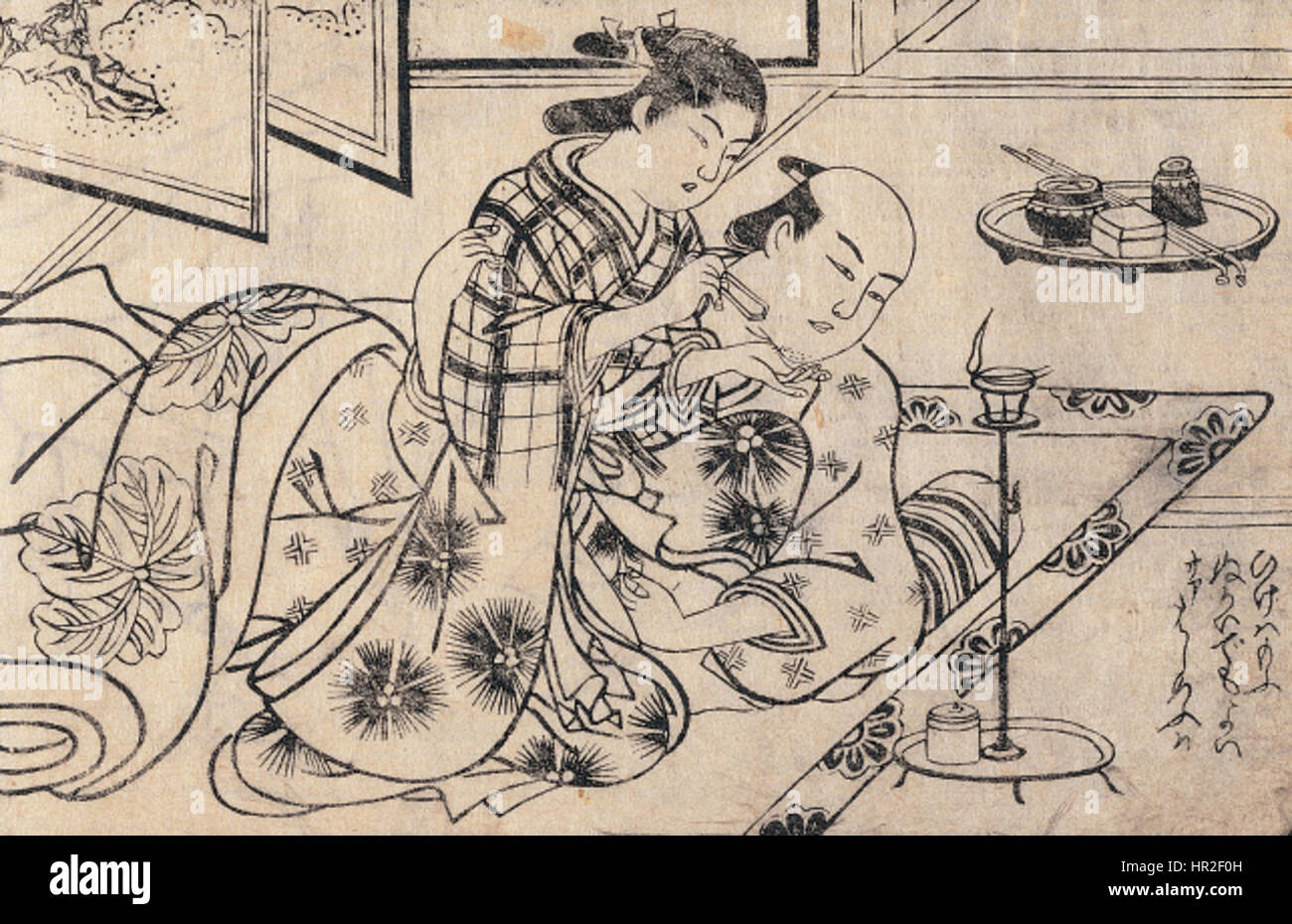 Nishikawa Sukenobu - Furyo Iro Kaiawase Foto Stock