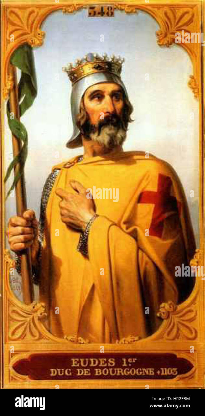 Odo di Borgogna era un nobile del IX secolo, noto per la sua leadership militare e il suo ruolo nelle dinamiche politiche della Francia medievale. Servì come sovrano in Borgogna e giocò un ruolo cruciale nell'Impero carolingio. La sua eredità include la sua influenza sulla politica regionale e il suo sostegno alle istituzioni monastiche durante un periodo di significativi disordini politici. Foto Stock
