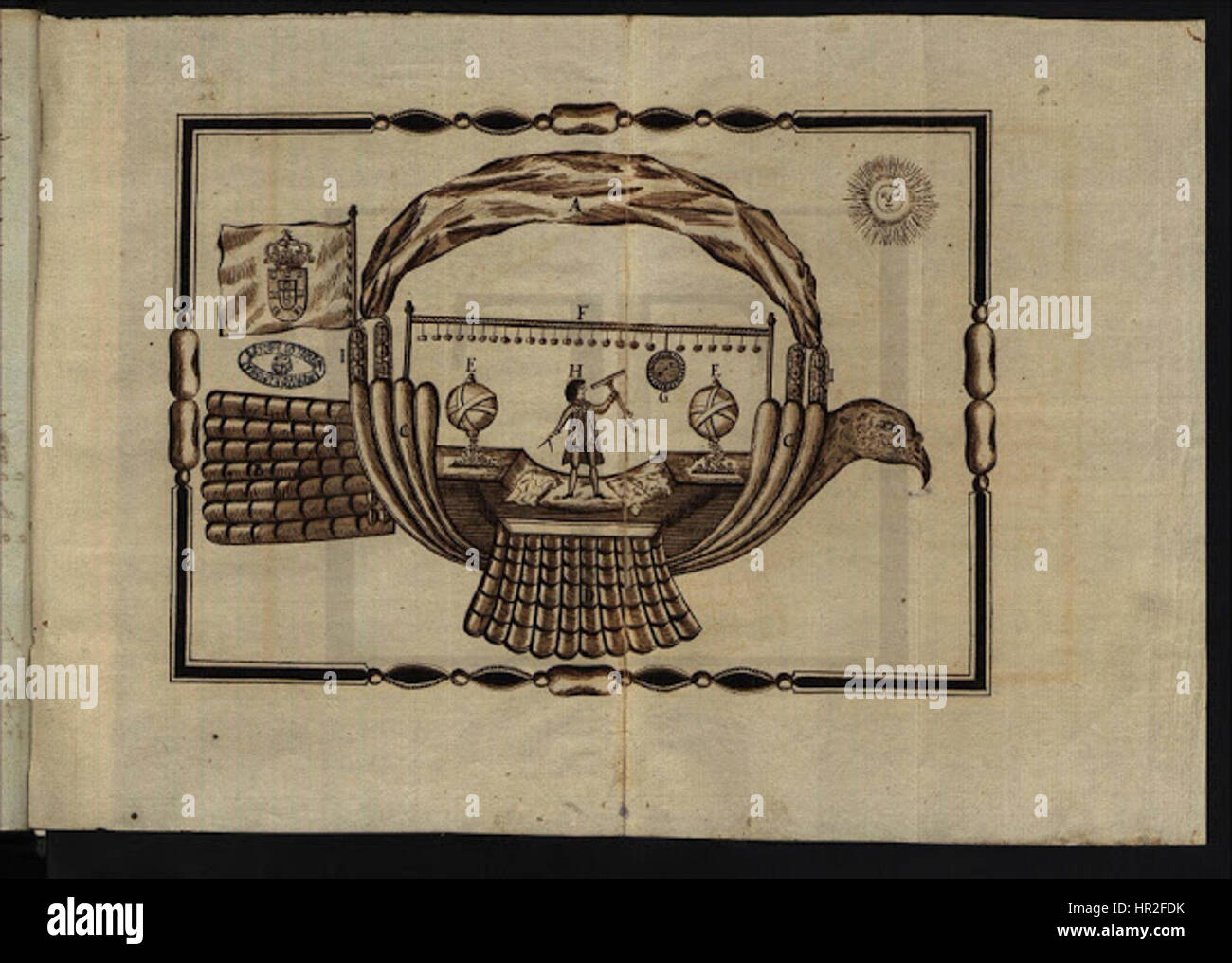 Bartolomeu de Gusmão, un prete e inventore portoghese, è noto per il suo lavoro sulla Passarola, un primo progetto di dirigibile. I suoi tentativi di volo furono rivoluzionari per il suo tempo e gettarono le basi per lo sviluppo dell'aviazione. Foto Stock