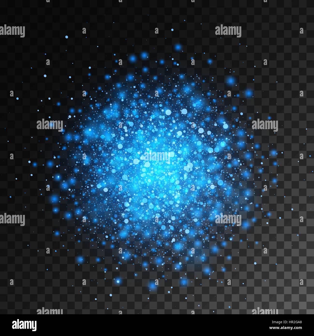 Vector Magic bagliore blu effetto luce isolati su sfondo trasparente. Natale design elemento. Star burst con bagliori Illustrazione Vettoriale