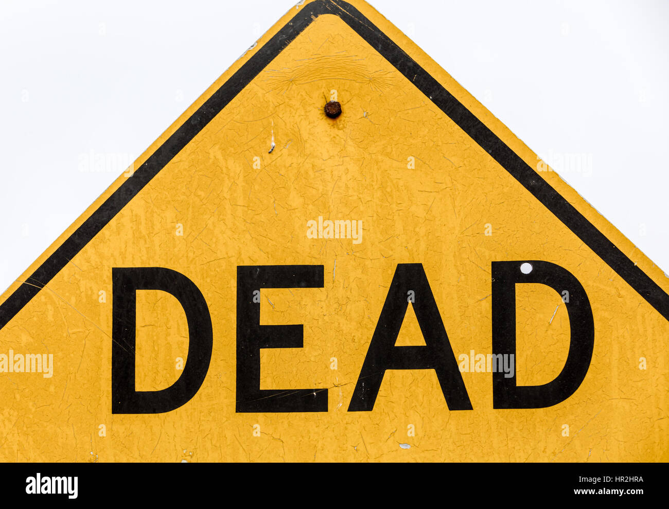 Dead End firmare con morti in lettere nere su sfondo giallo Foto Stock