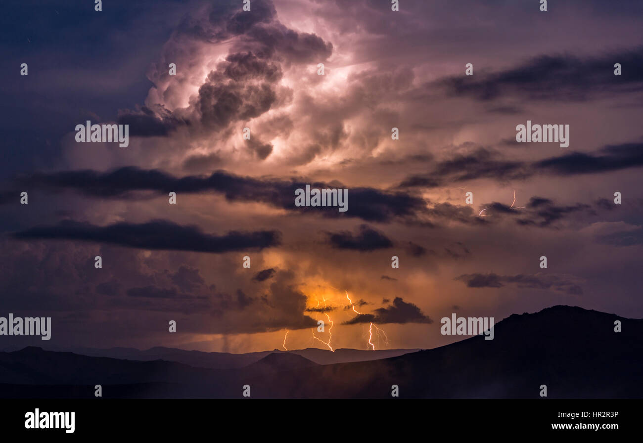 Tormenta eléctrica en la Cordillera de Lonquimay Foto Stock