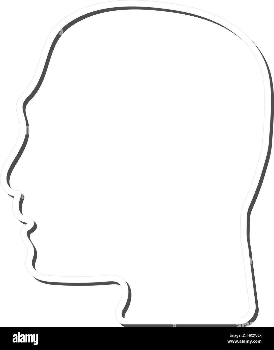 Semplice linea di testa maschio stagliano vettore icona isolare su sfondo bianco Illustrazione Vettoriale