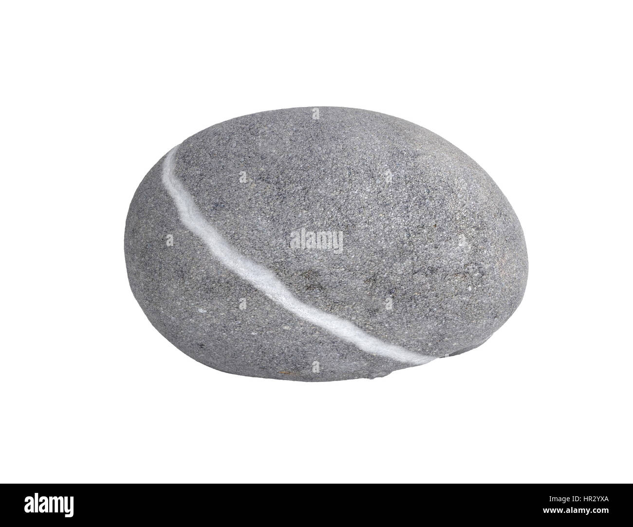 La pietra grigia con linea bianca isolata su sfondo bianco Foto Stock
