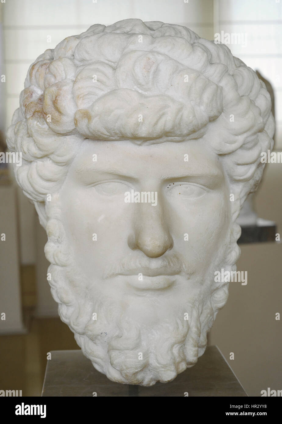 Lucius Verus (130-169). Imperatore romano. Nerva-Antonine dyansty. Busto. 2° secolo. Dal Forum di Colonia, Tarragona. Museo Archeologico Nazionale. Tarragona. Spagna. Foto Stock