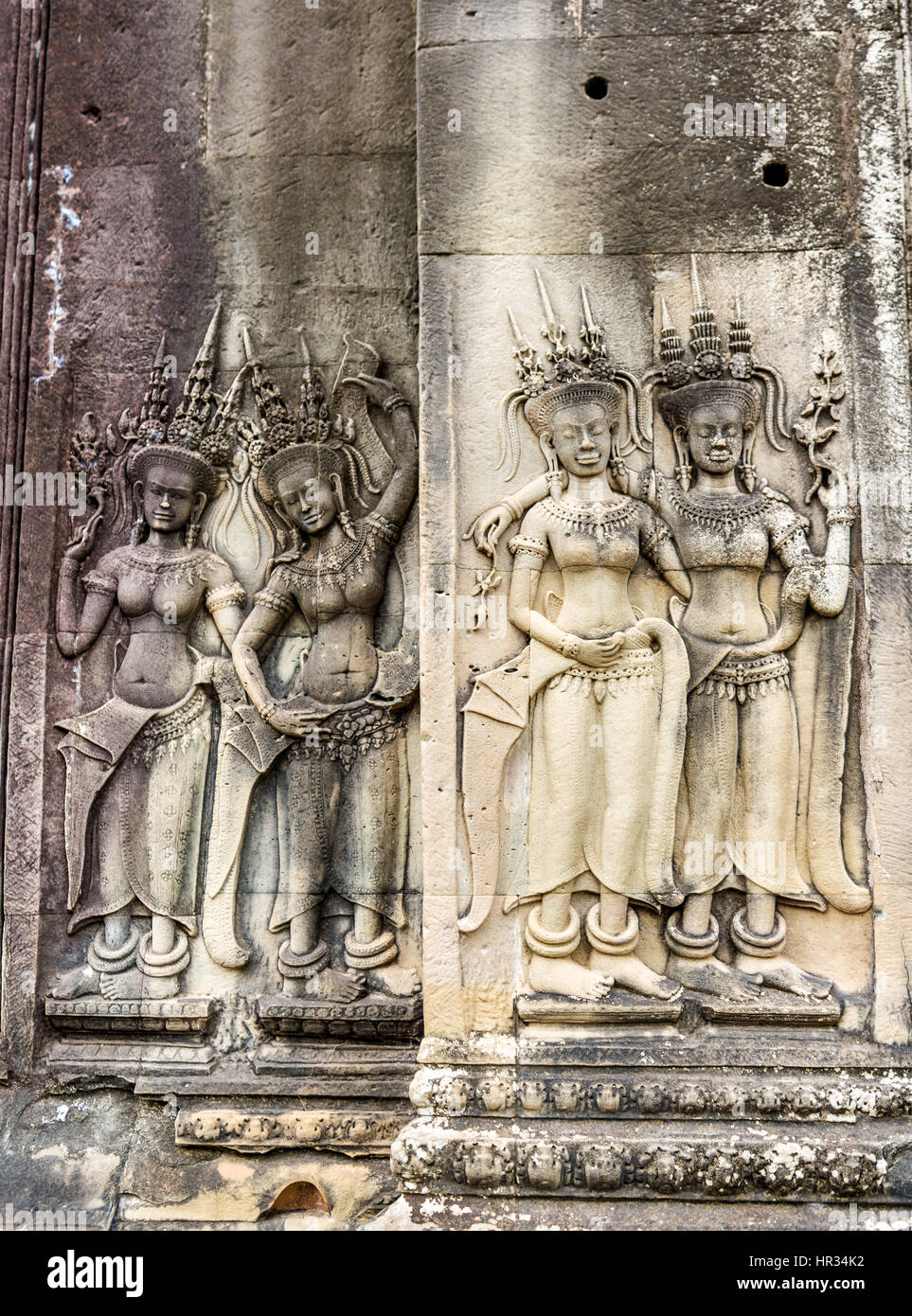Il bassorilievo a Angkor Wat, Cambogia Foto Stock