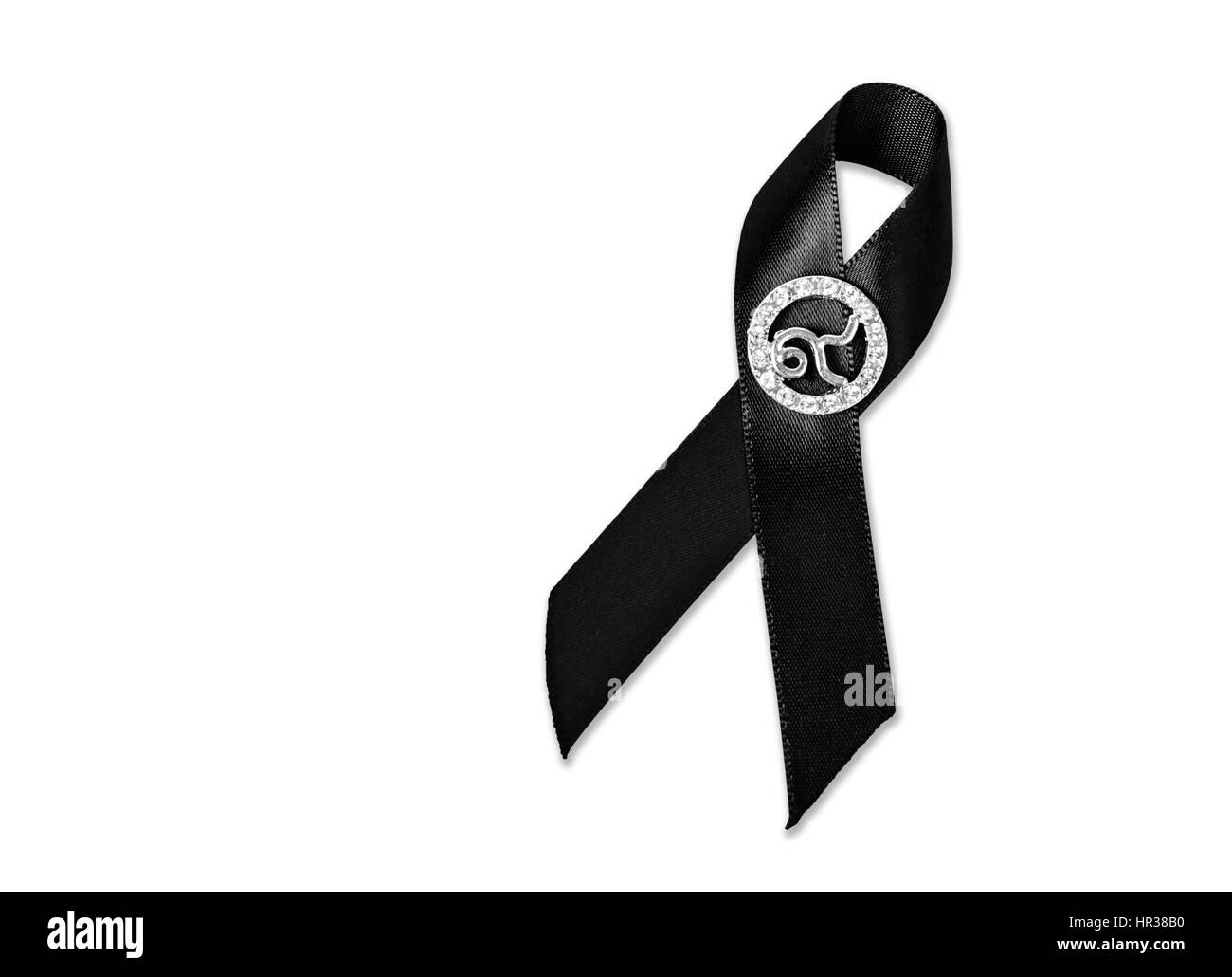 Il nastro nero con il numero 9. Rama 9 di Thailandia Re. Isolato su sfondo bianco, salvati percorso di clipping. Foto Stock