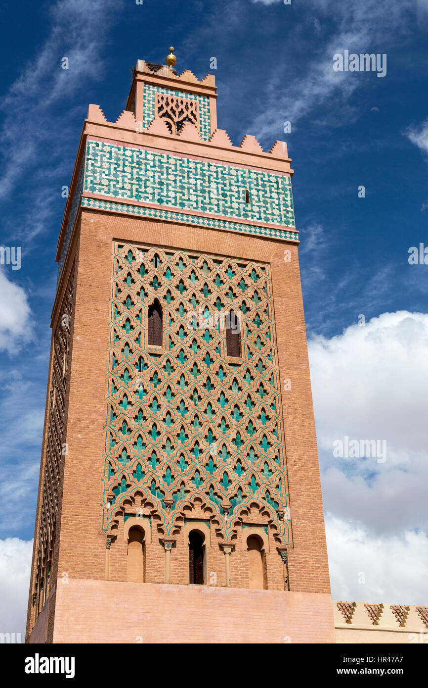 Marrakech, Marocco. Il minareto di Moulay El Yazid moschea. Foto Stock